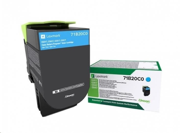 Toner Lexmark 71B20C0 azurový