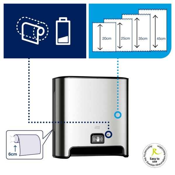 Tork Matic®zásobník na papírové ručníky v roli - s Intuition® senzorem - nerez/černá