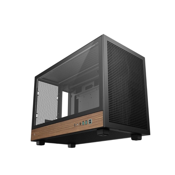 DEEPCOOL Case CH260 WOOD, mATX, Průhledná bočnice, černo-dřevěná