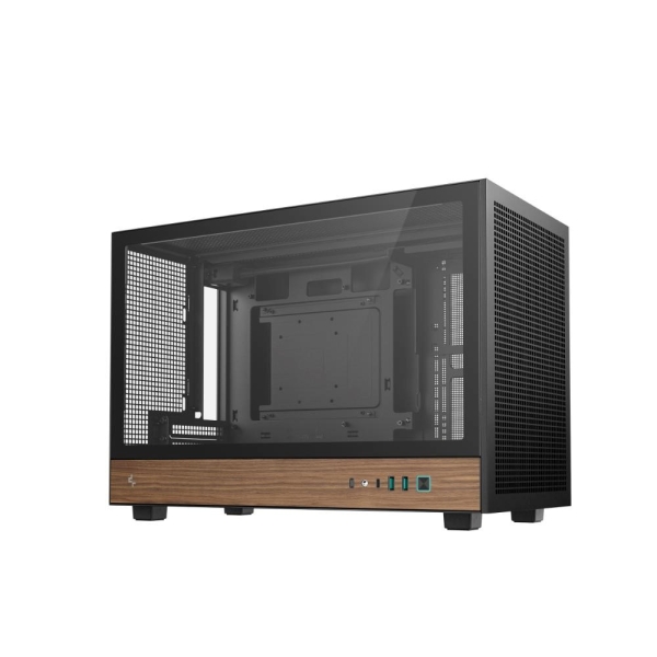 DEEPCOOL Case CH260 WOOD, mATX, Průhledná bočnice, černo-dřevěná