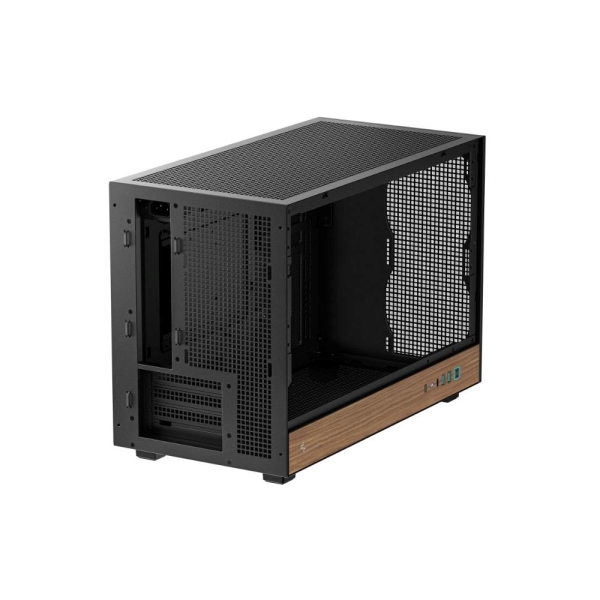 DEEPCOOL Case CH260 WOOD, mATX, Průhledná bočnice, černo-dřevěná