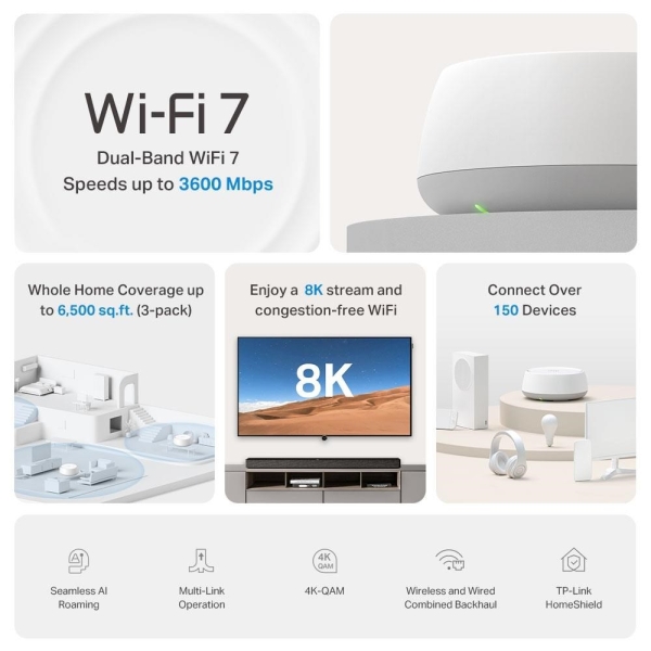 TP-Link Deco BE22(3-pack) WiFi7 Mesh (BE3600,2,4GHz/5GHz,2xGbELAN/WAN)