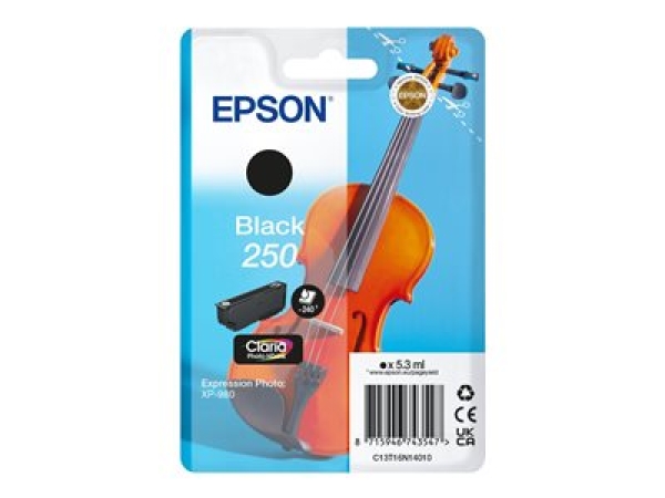 Epson 250 - 5.3 ml - cerná - originální - blistr - inkoustová cartridge - pro P/N: C11CL95402