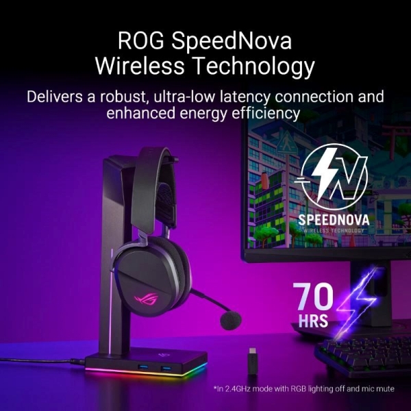 ASUS sluchátka ROG Pelta, Bezdrátové BT a RF 2.4GHz, ARGB, černá