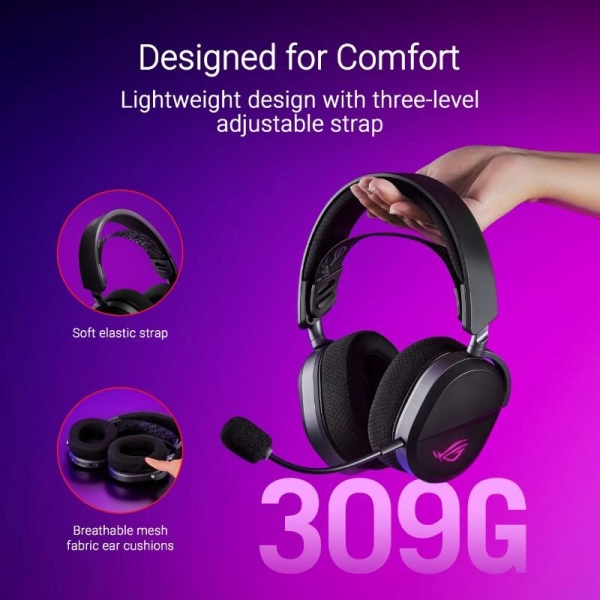 ASUS sluchátka ROG Pelta, Bezdrátové BT a RF 2.4GHz, ARGB, černá