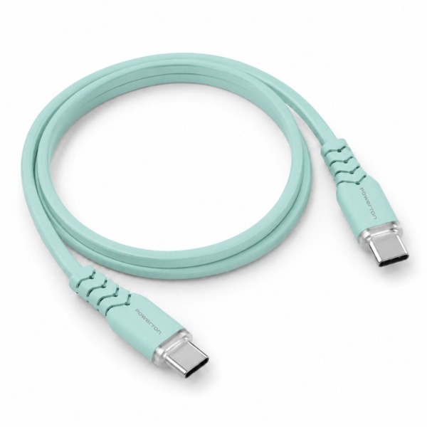 Powerton ENERGY PASTEL EDITION Kabel USB-C, 100W, 1m, silikonový, zelený