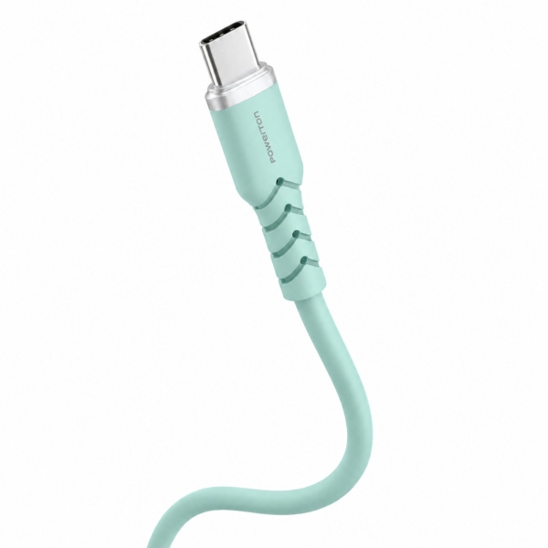 Powerton ENERGY PASTEL EDITION Kabel USB-C, 100W, 1m, silikonový, zelený