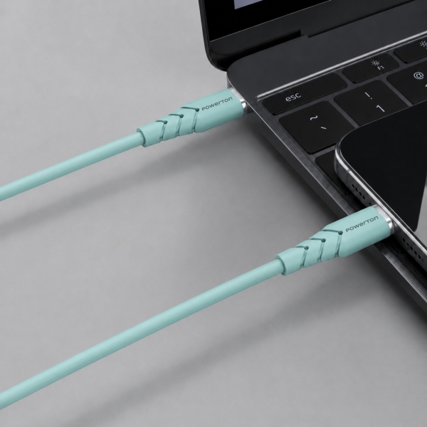 Powerton ENERGY PASTEL EDITION Kabel USB-C, 100W, 1m, silikonový, zelený