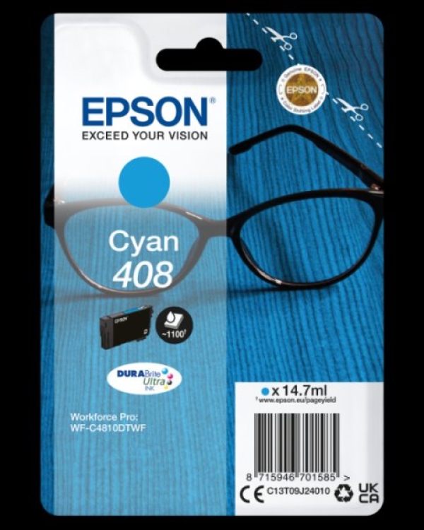 Náplň Epson 408 , C13T09J24010 azurová blistr 