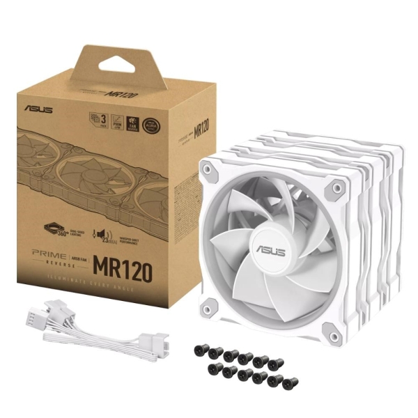 ASUS Ventilátor PRIME MR120 ARGB Reverse, 3x120mm, bílá