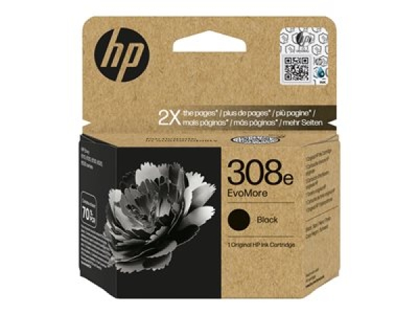 HP 308e EvoMore - 6.5 ml - cerná - originální - inkoustová cartridge - pro ENVY 6110e, 6120e, 6130e, 6520e, 6530e