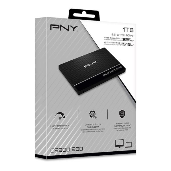 PNY SSD CS900 1TB, SATA III 2,5", (R:535 / W:515MB/s)