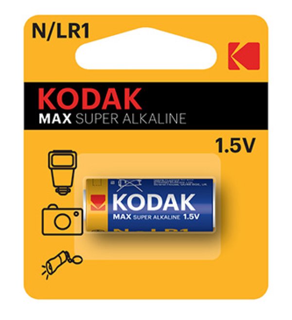 Baterie jednorázová alkalická, speciální, LR1, 1.5V, Kodak, blistr, 1-pack, KOD-LR1, alkalická