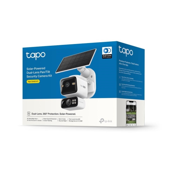 TP-Link Tapo C645D KIT venkovní/outdoor otočná kamera (2x 3MP, 2K 1296p, IR 10m, WiFi, micro SD card)