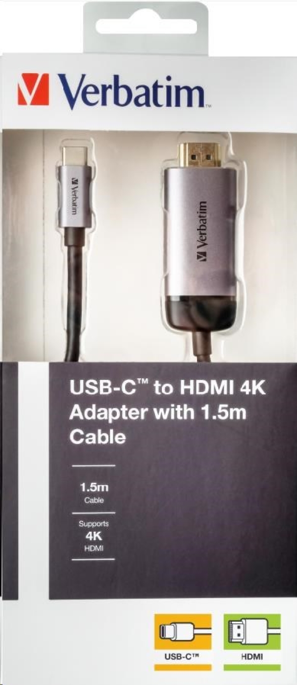 VERBATIM 49144 USB-C™ to HDMI 4K Adapter with 1.5m cable HUB