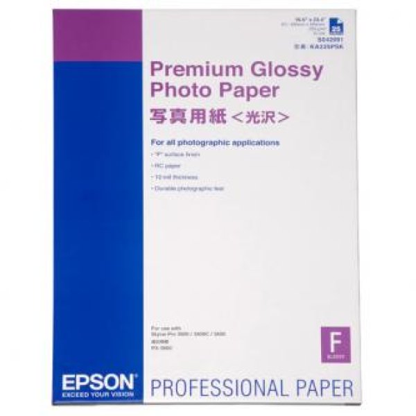 Epson Premium Glossy Photo Paper, foto papír, lesklý, bílý, Stylus Photo 890, 895, 1270, 2100, A2, 255 g/m2, 25 ks, C13S042091, in