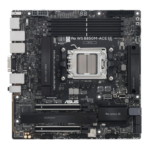 ASUS MB Sc AM5 Pro WS B850M-ACE SE, AMD B850, 4xDDR5, 1xHDMI, 1xDP, 1xVGA, mATX