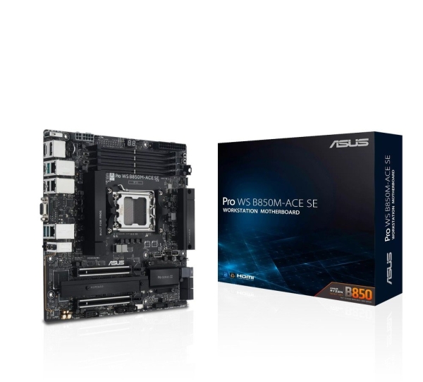 ASUS MB Sc AM5 Pro WS B850M-ACE SE, AMD B850, 4xDDR5, 1xHDMI, 1xDP, 1xVGA, mATX