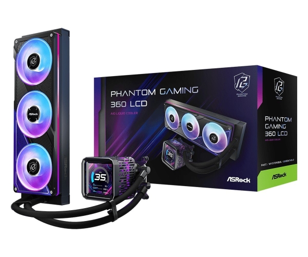 ASROCK PHANTOM GAMING 360 LCD komplet vodního chlazení CPU intel/AMD, LCD, ARGB (PG360 LCD BLACK)