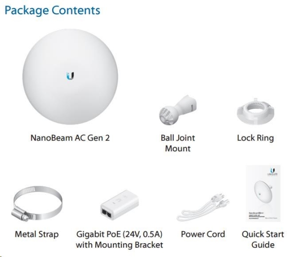 UBNT airMAX NanoBeam AC 2x19dBi Gen2 [AP/Client, 5GHz, 2x19dBi, 10/100/1000 Ethernet, airMAX ac]