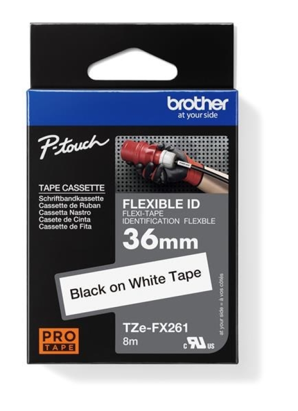 Brother TZe-FX261 - Černá na bílé - Role (3,56 cm x 8 m) 1 kazeta/y flexibilní páska - pro P-Touch PT-3600, 530, 550, 9200, 9400, 9500, 9600, 9700, 9800, D800, E800, P900, P950