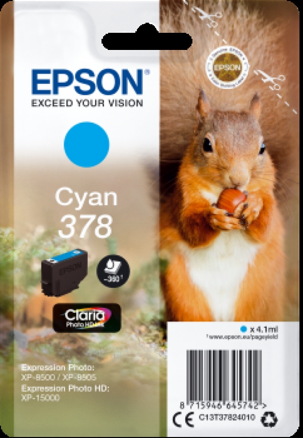 Náplň Epson 378, C13T37824010 azurová blistr 