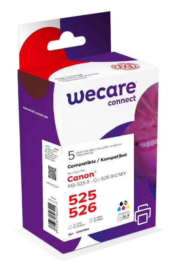 WECARE ARMOR cartridge pro CANON iP 4850 Sada černá/black+C+M+Y+K (PGI-525+CLI-526B/C/M/Y) 1x20ml/ 4x10,5ml