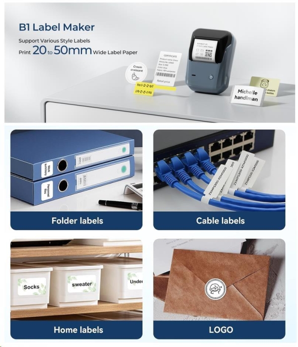 Niimbot Tiskárna štítků B1 Smart, lake blue + role štítků 210ks