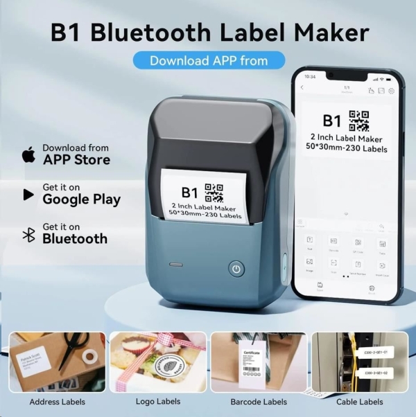 Niimbot Tiskárna štítků B1 Smart, lake blue + role štítků 210ks