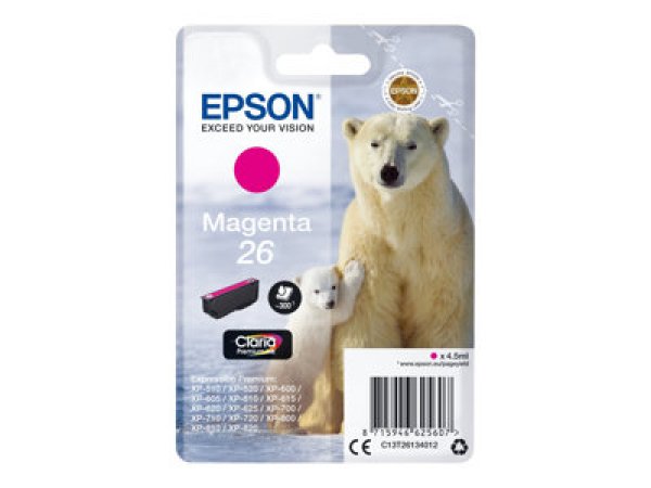 Náplň Epson 26, C13T26134022 purpurová blistr s RF / akustickým alarmem 