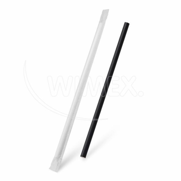 Slámky papírové JUMBO černé 25 cm průměr 8 mm 100 ks