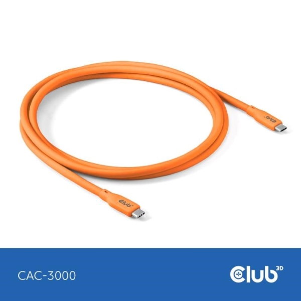 Club3D Kabel USB-C 4.0, 20Gbps, 4K60Hz, PD 240W, 2m, oranžová