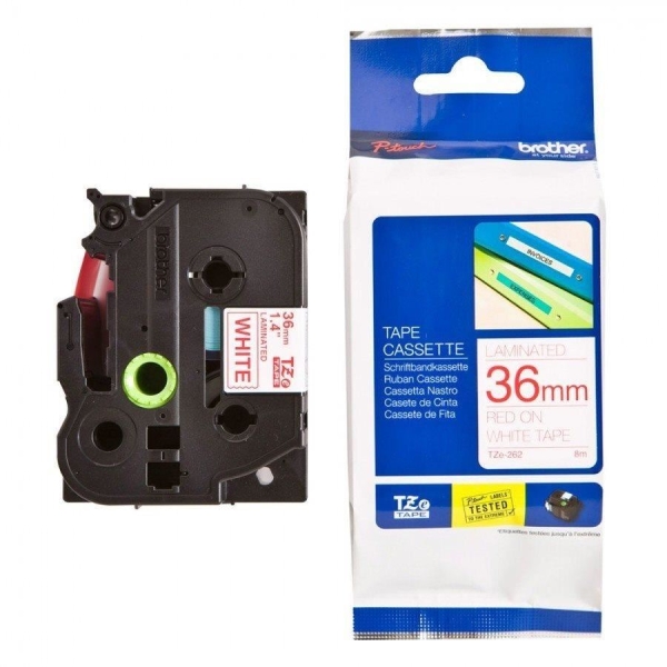 Brother TZe-262 - Červená na bílé - Role (3,6 cm x 8 m) 1 kazeta/y lamino páska - pro P-Touch PT-3600, 550, 9200, 9400, 9500, 9600, 9700, 9800, D800, P900, P950