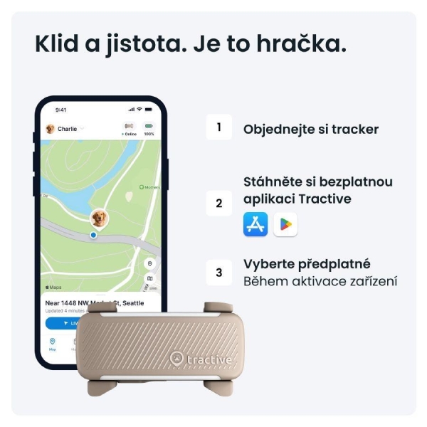 Tractive DOG 6 – GPS lokátor pro psy a monitor zdraví, hnědý