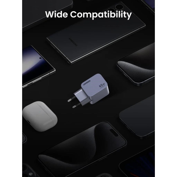 UGREEN síťová rychlonabíječka Nexode Pro 45W 2-Port USB-C, GaN, stříbrná