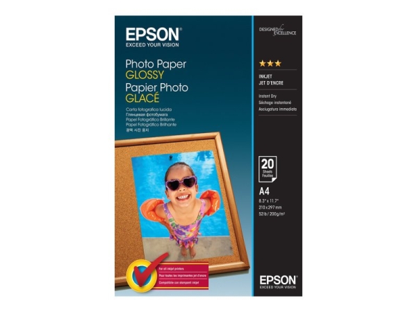 Epson Photo Paper, foto papír, lesklý, bílý, A4, 200 g/m2, 20 ks, C13S042538, inkoustový