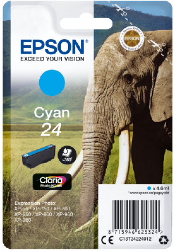 Náplň Epson C13T24224012 azurová 