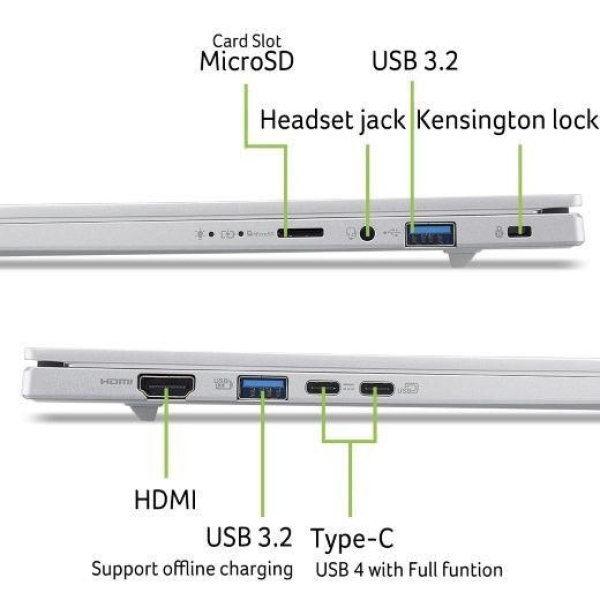 ACER NTB Aspire 14 AI (A14-61M-R4Z3),R5 AI 330,14"WUXGA,16GB,512GB SSD,Radeon 820M,W11H,Silver