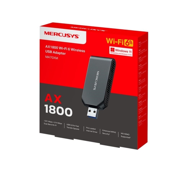 MERCUSYS MA70XM WiFi6 USB adapter (AX1800,2,4GHz/5GHz,USB3.0)