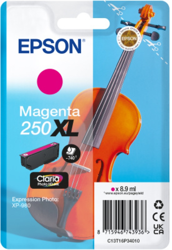 Epson 250XL - 8.9 ml - XL - purpurová - originální - blistr - inkoustová cartridge - pro P/N: C11CL95402