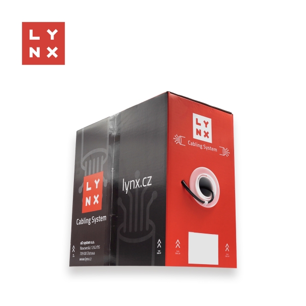 LYNX FTP kabel, Cat5e, PE (Fca), 0,5mm, celoměděný, venkovní, černý, box 305m