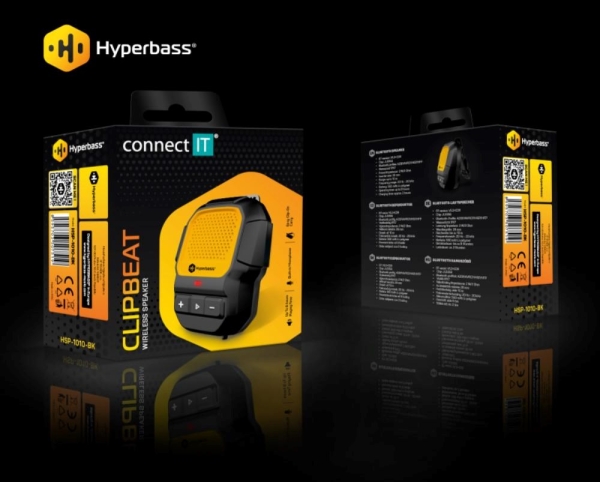 CONNECT IT Hyperbass ClipBEAT bezdrátový reproduktor s klipem ČERNO-ŽLUTÝ