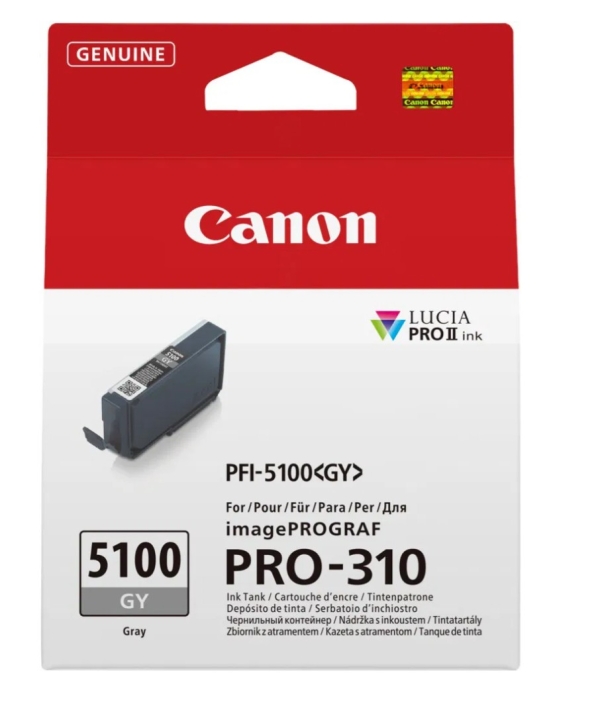 Canon PFI-5100 GY - 14.4 ml - šedá - originální - závesný box - inkoustový zásobník - pro imagePROGRAF PRO-310