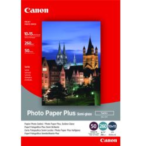 Canon Photo Paper Plus Semi-Glossy, foto papír, pololesklý, saténový typ bílý, 10x15cm, 4x6", 270 g/m2, 50 ks, SG-201S, inkoustový