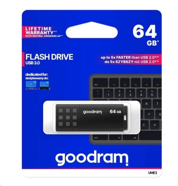 GOODRAM Flash Disk 64GB UME3, USB 3.0, černá