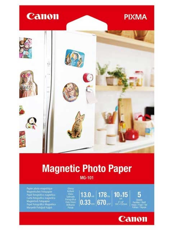 Canon Magnetic Photo Paper, foto papír, lesklý, bílý, Canon PIXMA, 10x15cm, 4x6", 670 g/m2, 5 ks, 3634C002, nespecifikováno