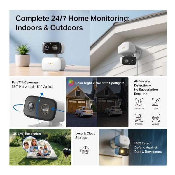 TP-Link Tapo C236 venkovní/outdoor kamera (5MP, 3K 1620p, IR 20m, WiFi, micro SD card)