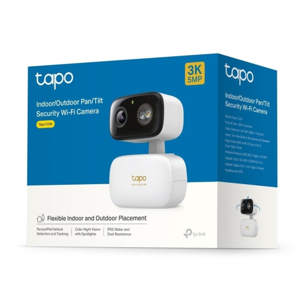 TP-Link Tapo C236 venkovní/outdoor kamera (5MP, 3K 1620p, IR 20m, WiFi, micro SD card)