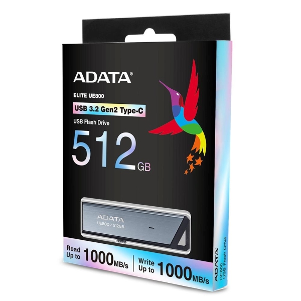 ADATA Flash Disk 512GB UE800, USB 3.2 USB-C, Elite drive, šedá kov černá plast