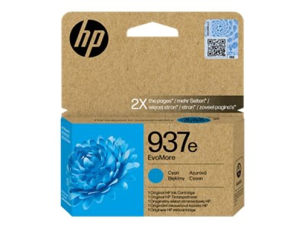 HP 937e EvoMore - 20 ml - azurová - originální - Officejet - inkoustová cartridge - pro Officejet Pro 9110b, 9120, 9120b, 9120e, 9130b, 9130e, 9720, 9720E, 9730, 9730e